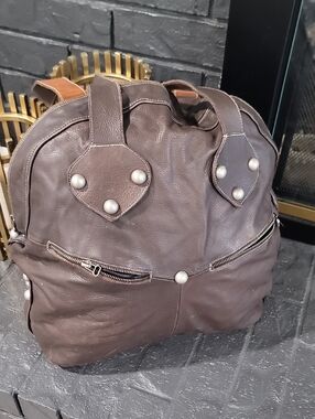 Vintage Brown Leather Carryall Bag